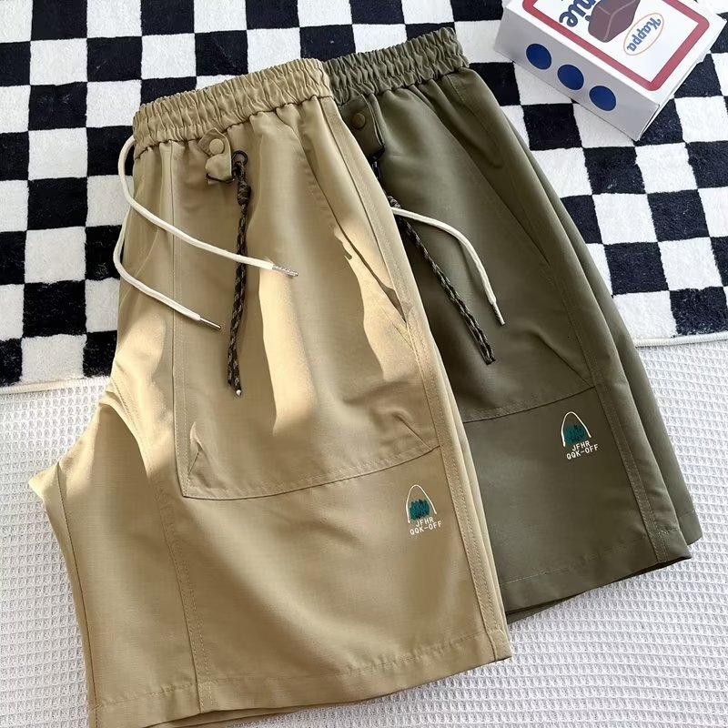 American style quick drying shorts men's trendy brand ins loose casual five quarter summer new solid color beach pants