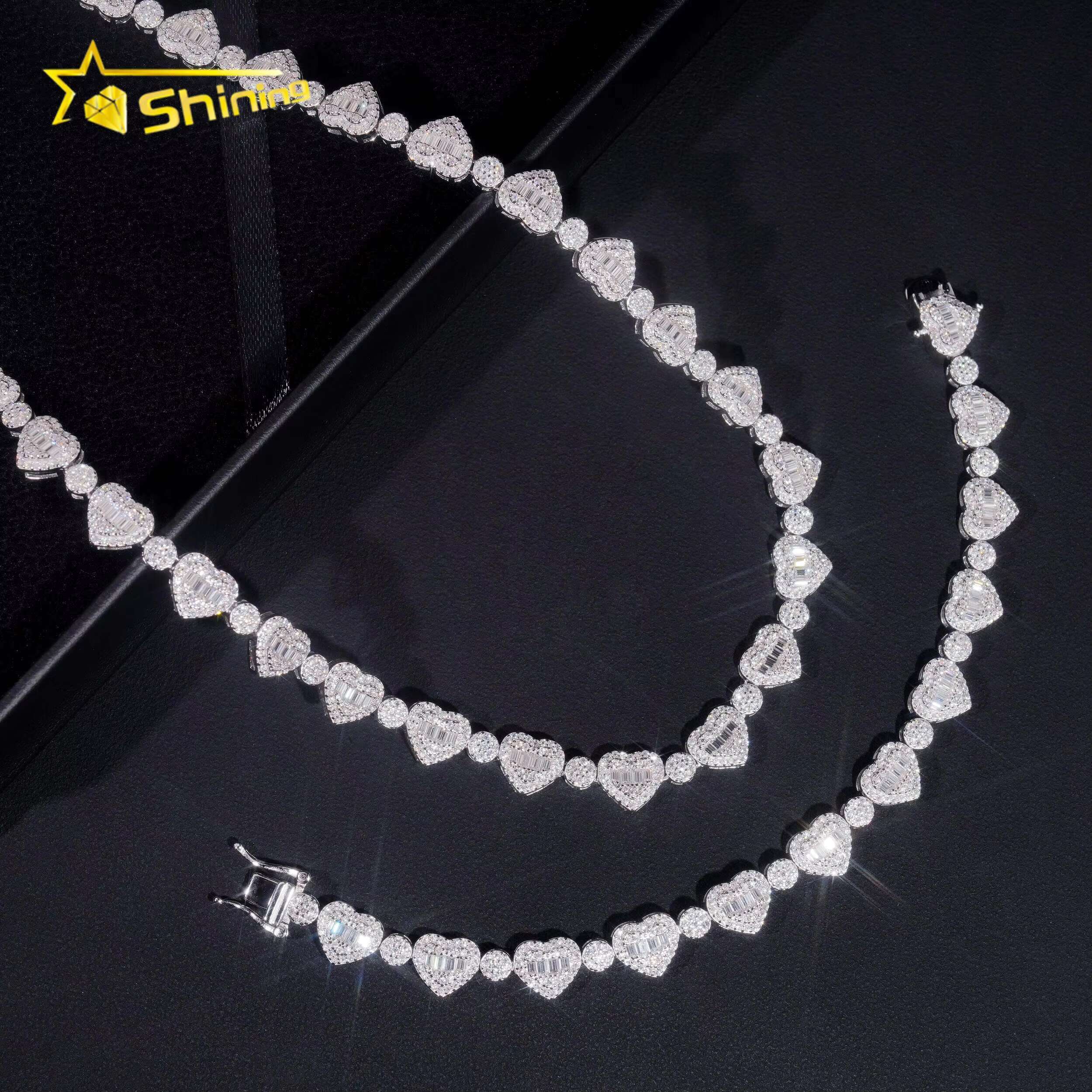 Pass Diamond Tester Silver 925 Gold Plated Hip Hop Jewelry Cuban Link Bracelet Iced Out Custom Heart Tennis Chain Bracelet