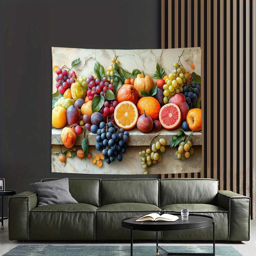 Vintage 3D Fruit Tapestries Wall Hanging-Living Room Bedroom Home Office Polyester Fabric Art Deco Ideal Gift for Fruit LoversM251125