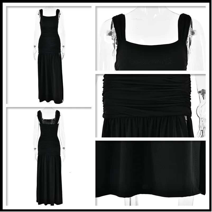 Dongdumaoyi Townlike Elegant Pleated A Line Maxi Long Dress Women Spaghetti Strap Summer Nightclub Sexy Party Dresses Vestidos