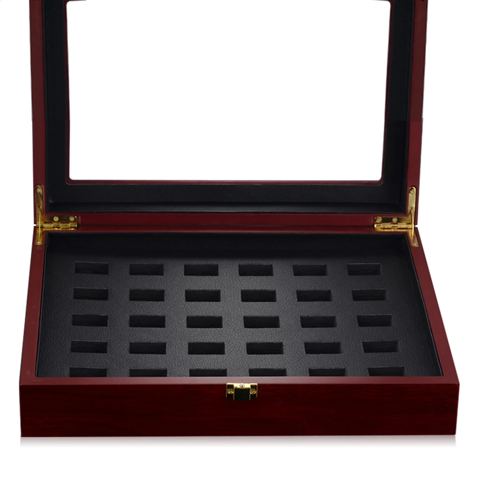 Portable Wide Slot Grids Championship Heavy Wooden Jewelry Display Organizer Display Box Storage Case Showcase Gifts 250424