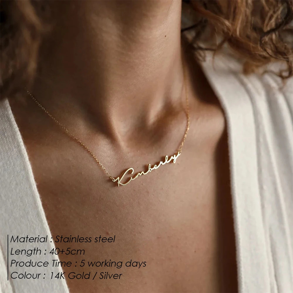 Customized Stainless Steel Initial Name Necklace Custom Personalized Letter Choker Necklace Pendant Nameplate Gift Drop 250425