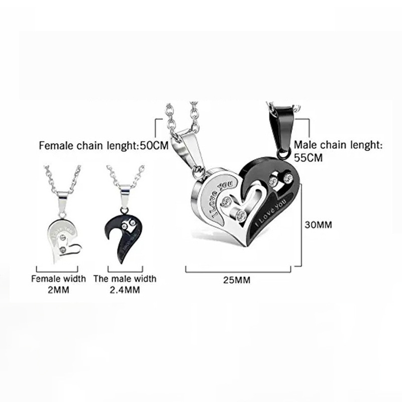 Elegant Couples Jewelry: Heart Shaped Diamonds Embedded Pendants