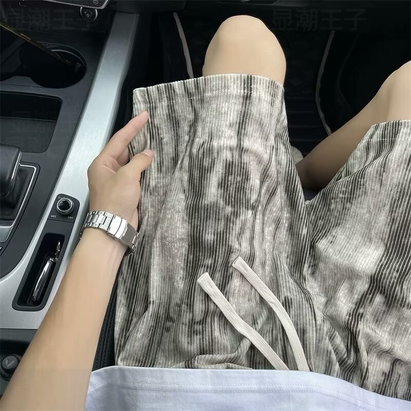Beach men's summer thin American style exterior ice silk sports pants big size loose casual five inch shorts