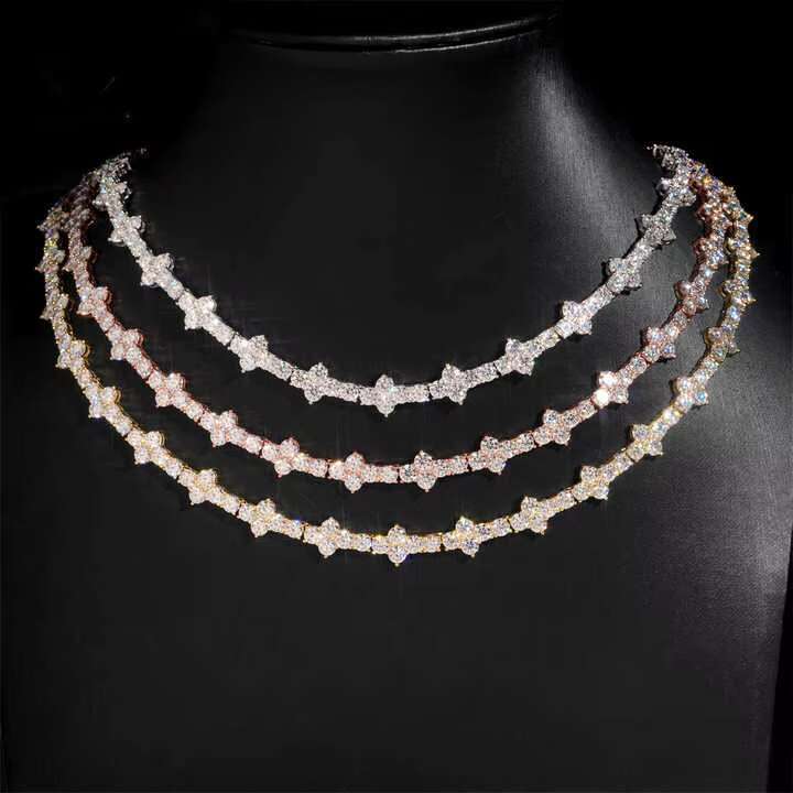 Iced Out Hiphop Wholesale Gra Certified VVS Moissanite Tennis Chain 925 Sterling Silver Plated Diamond Jewelry Party Gift