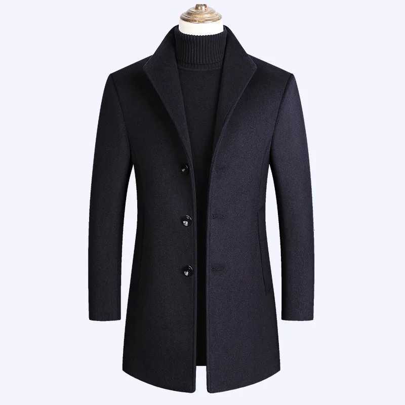 High Quality Men Business Casual Cashmere Trench Coats British Style Overcoats New Winter Man Warm Woolen Blends Long JacketsT251125