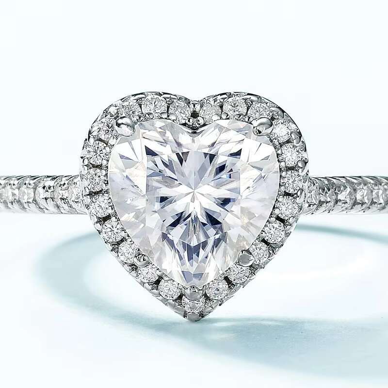 Kacy Hot Sale Heart Moissanite Ring Fashion Design 925 Sterling Silver Ring for Women