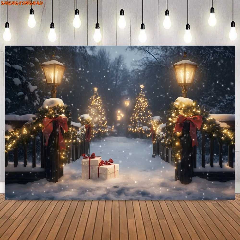Winter Christmas Photography Backdrop Xmas Wreath Arch Christmas Tree Kids Portrait Family Party Decor Background Photo PropsM251125