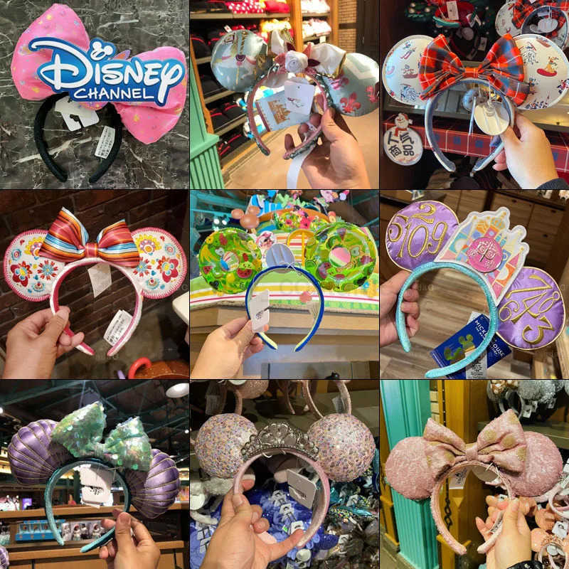 Disney 2024 Disney Mickey Mouse Headband Disney Minnie Ears Plush Headwear Childrens Boys and Girls Beauty Toys Role Playing Party Decoration X250425