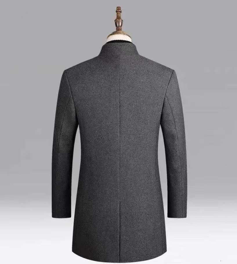 Autumn and winter mens woolen overcoat mid-length trench coat with cotton and thick mens jacket middle-aged overcoatT251125