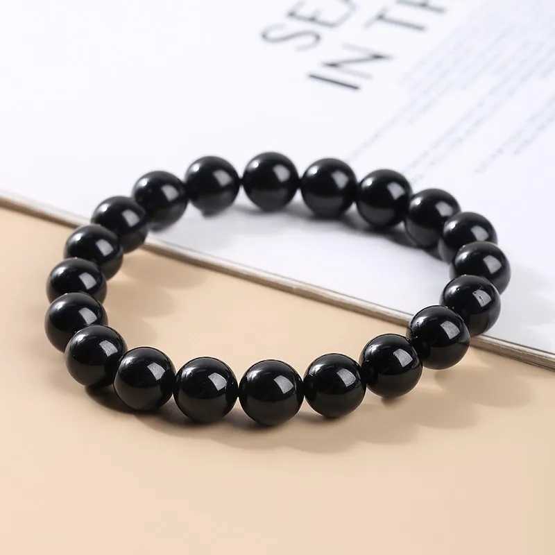JD Natural Stone 7A Black Tourmaline Bead Bracelets Women Healing Crystals Chakra Yoga Meditation Jewelry Schorl Strand Bangles J251125