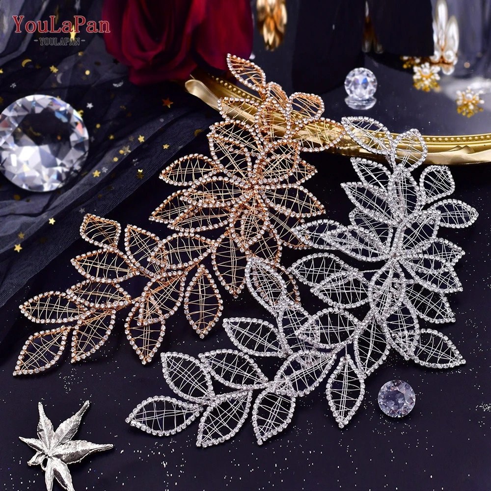 YouLaPan Bridal Headpiece for Weddings Hair Accessories Rhinestone Leaf Woman Headdresss Brides Hair Ornaments Headband HP256A 250420