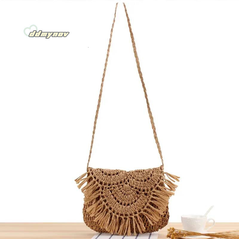 Summer Straw For Women Handmade Tassel Beach 2022 Raffia Rattan Woven Handbags Vacation Shoulder Crossbody Bags Clutch ddmynov