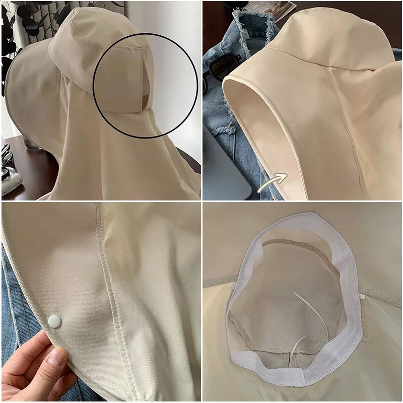 Summer Sun Protection Fishing Hat Outdoor Large Shawl Hiking Visor Big Hat for Woman Travel Neckprotection Shawl Bucket Hats 250424