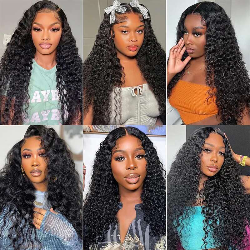 13X6 Curly Frontal Human Hair Wig 30 36 Inch Pre Plucked Deep Lace Front Brazilian Water Wave Wigs