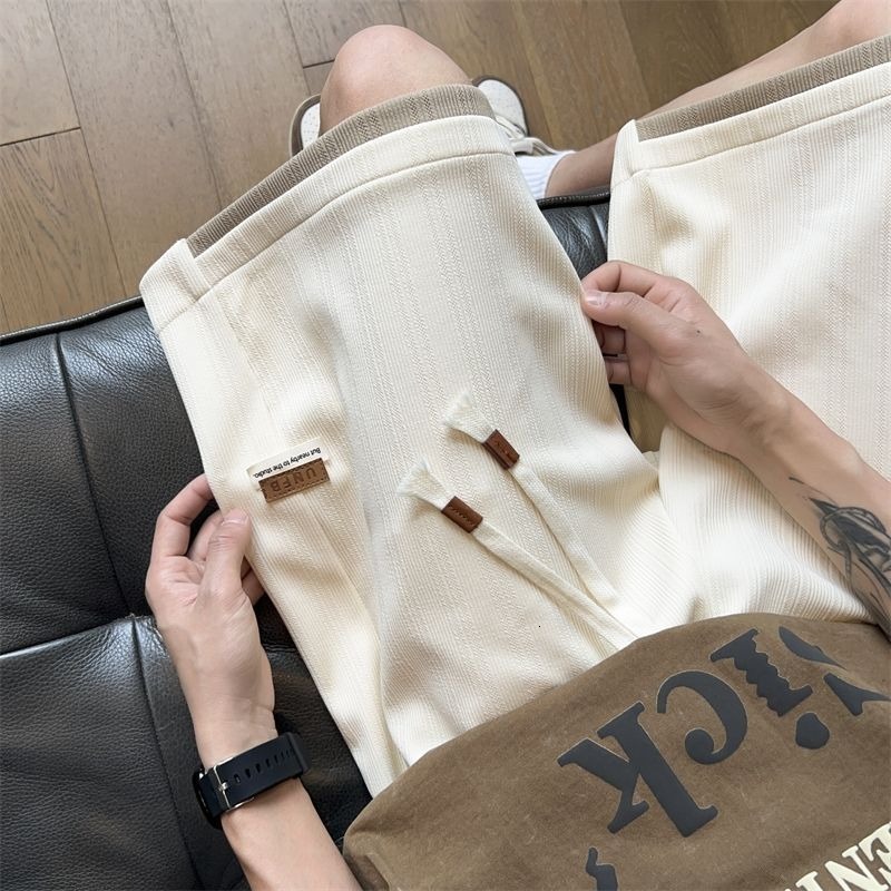 Summer breathable fabric fake two-piece five quarter pants simple casual versatile loose shorts men's trend