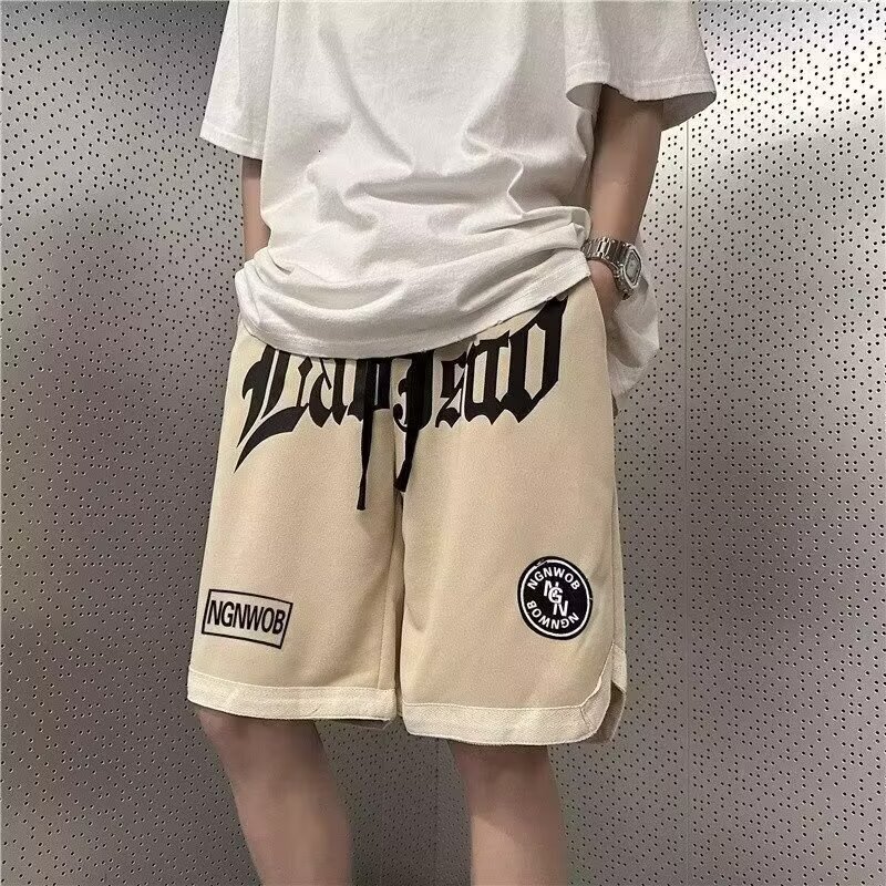 Summer casual shorts for men, American plus size pants, chubby straight leg loose fitting couple style sports five quarter pants