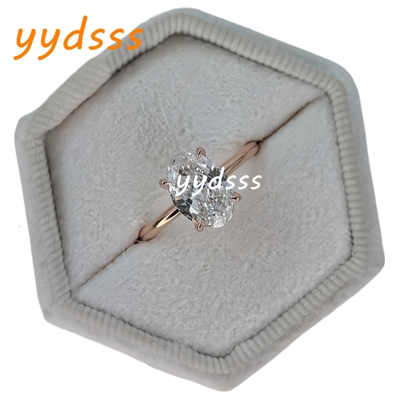 Fine Jewelry Solid Rose Gold 14K 18K Oval Shape 2.0 Carat IGI Certificate Simple Design Wedding Ring Real Gold Lab Diamond Womens Engagement Ring