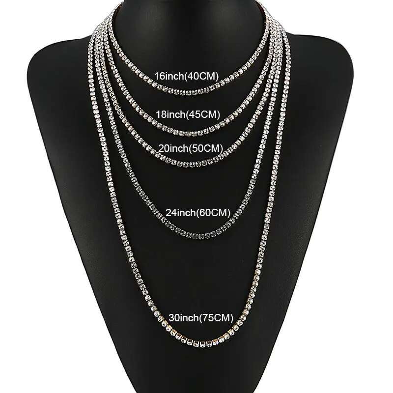 316L 4mm Stainless Steel Tennis Chain Necklace For Women Hip Hop Crystal Zircon Choker Necklaces Men Jewelry