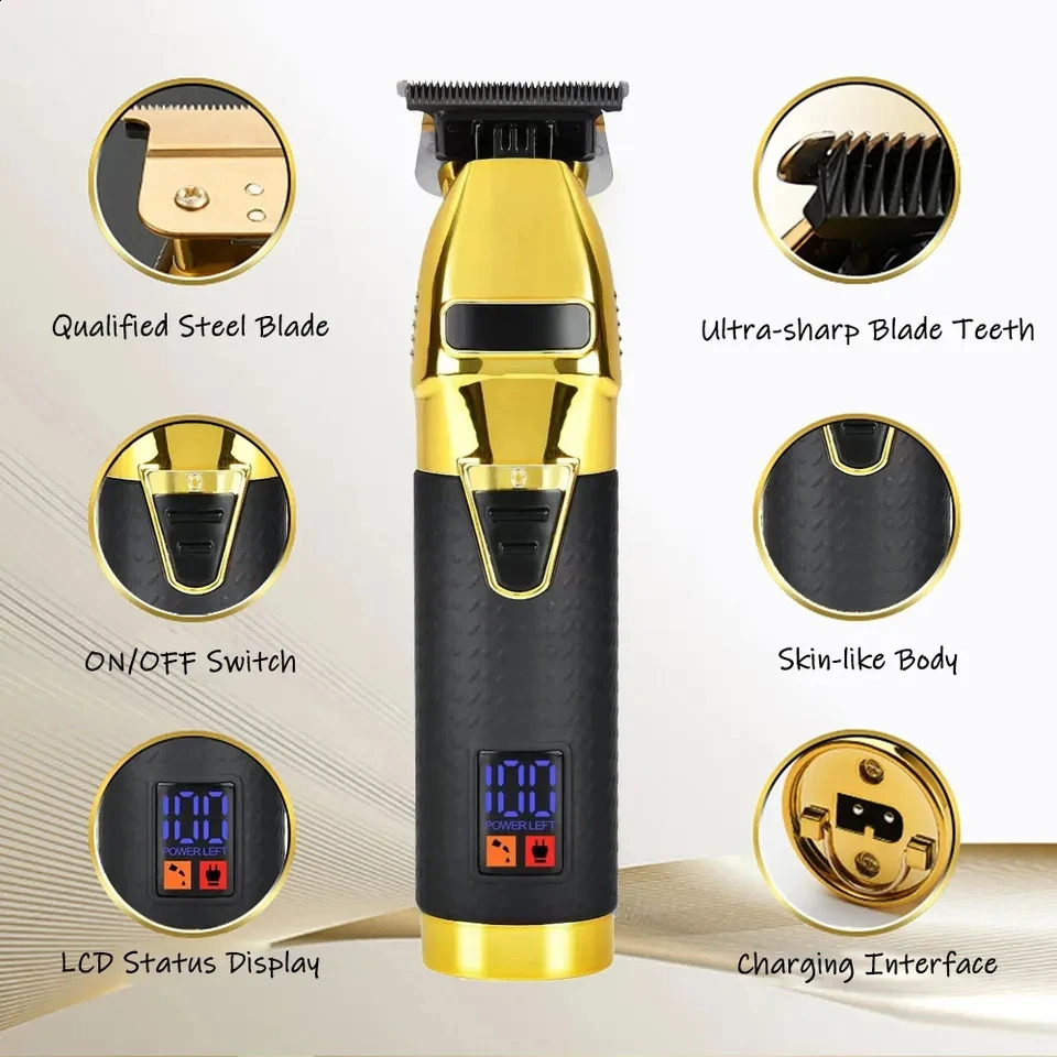 0mm Zero Professional Hair Trimmer For Men Beard Hair Clipper Electric Pro Barber Cordless HairCut Machine Rechargeable 250424