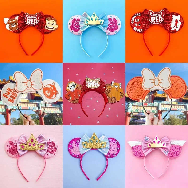 Disney Beauty and Beast Headband Girl Enchanting Rose Ears Hair Female Crown Bow Hair Accessories Children Bell Headband X250425