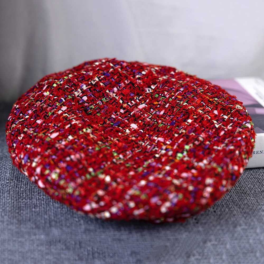 2025 Wool Berets Red Plaid Vintage Autumn Winter French Octagonal Peaked Hats Painter Hat Street Military Women Girl Caps FDM02 J251125