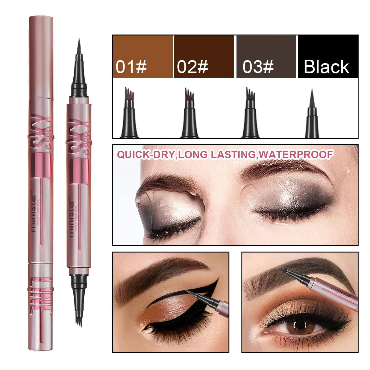 Double sided eyeliner pen liquid silky smooth black eye gel 250418