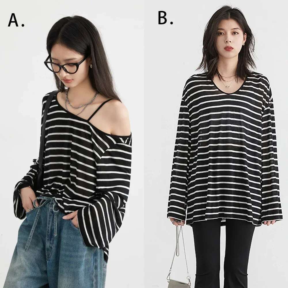 CHIC VEN Women Sweaters New Striped Knitted T-Shirt U Collar Long Sleeve Hoodie Top Autumn 2024
