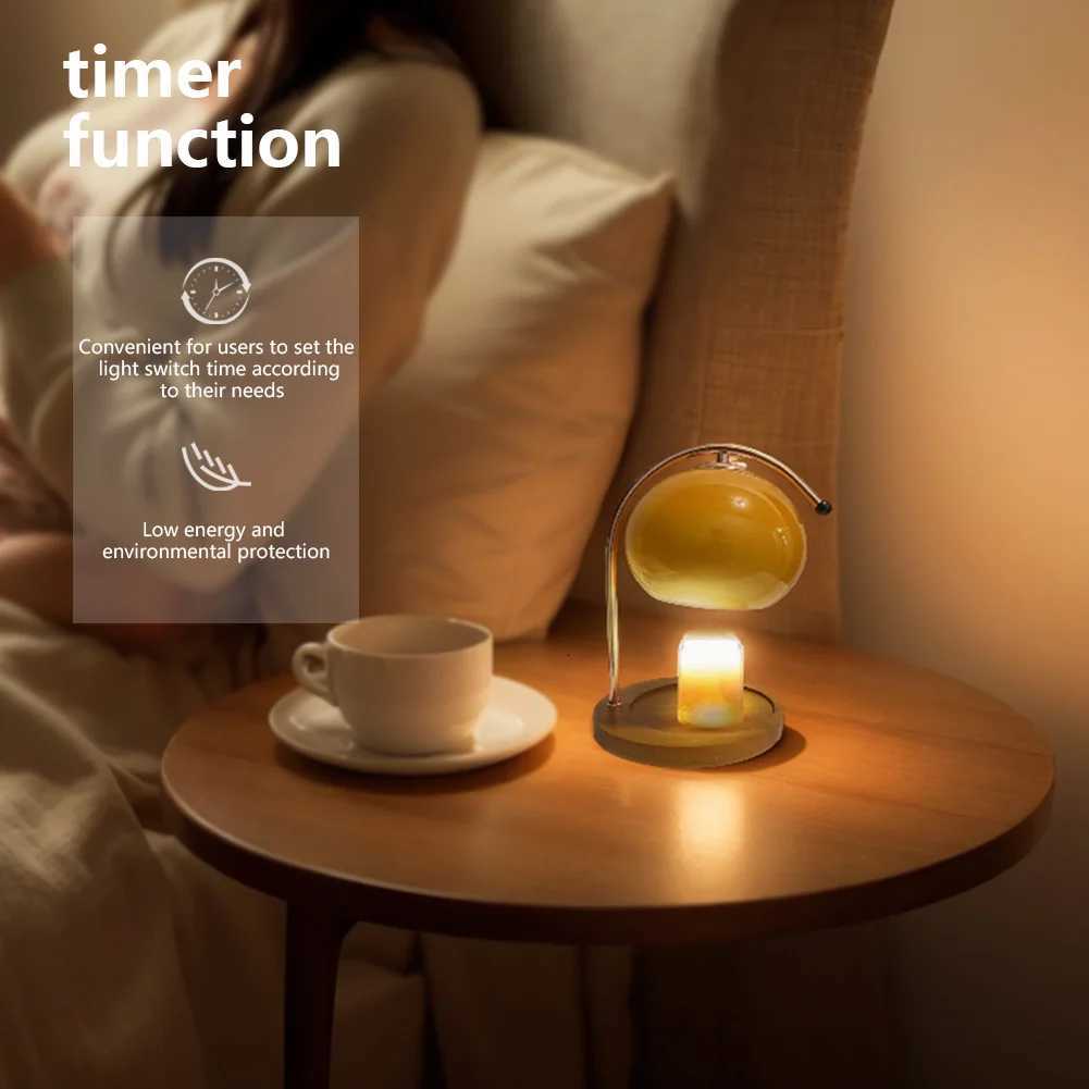 Wooden Base Candle Warmer Lamp with Timer Nordic Candle Wax Lamp Dimmable Modern Wax Melting Light for House Office DecorationM251125