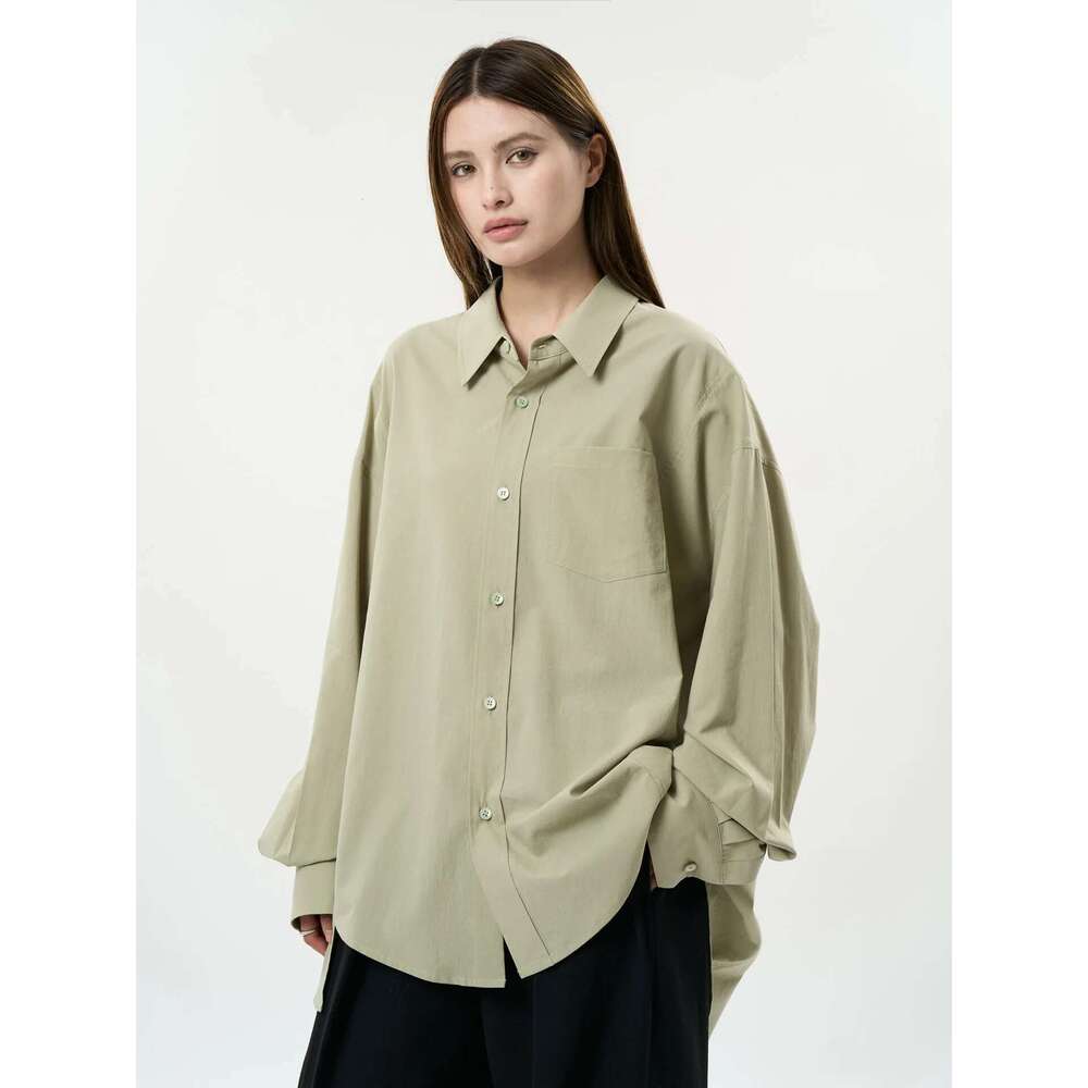 Spring And Autumn Women's Casual Solid Color Collar Long Sleeve Loose Shirt