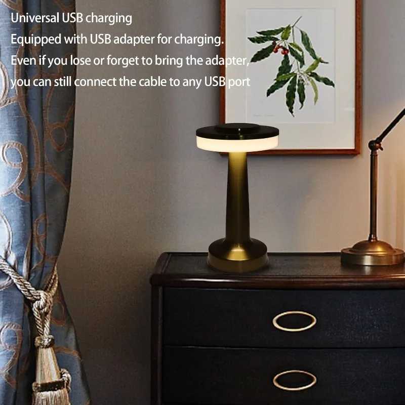 Metal Desk Lamp USB Rechargeable Portable Mood lig Touch Table Lamp Bedside Night Light for Bar KTV Hotel Coffee Shop BedroomM251125