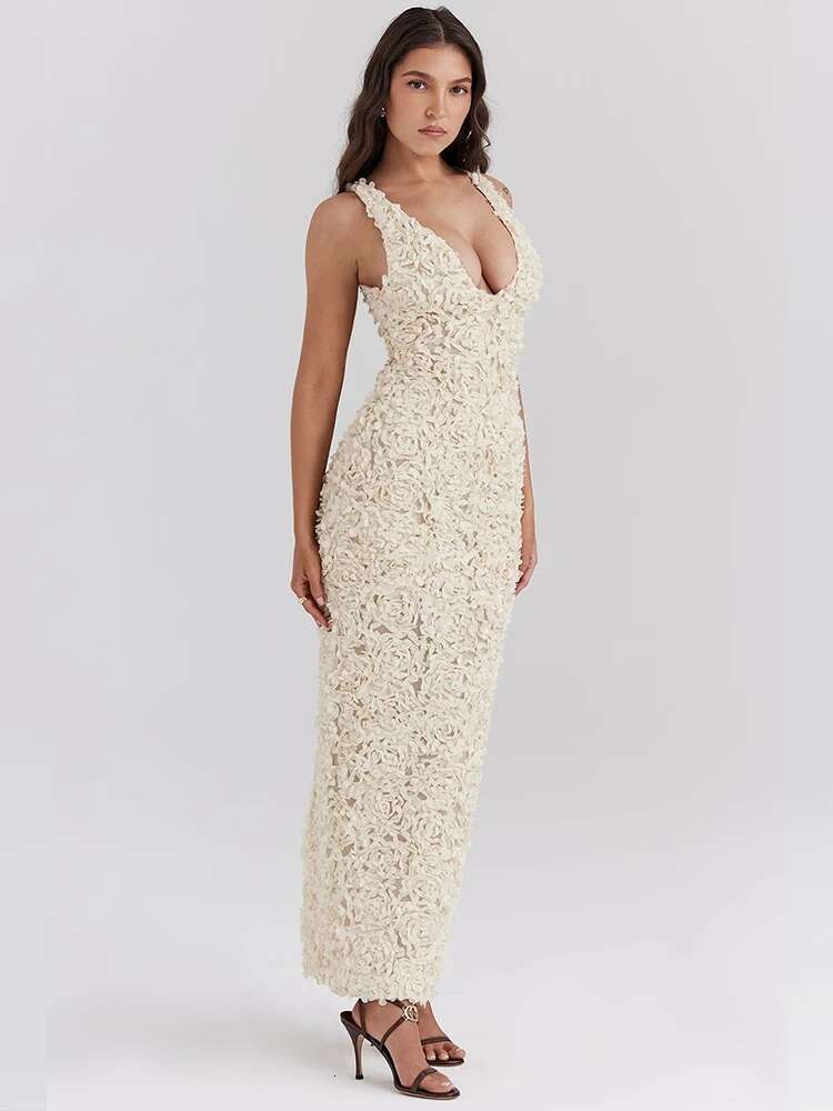 Dongdumaoyi Townlike Floral Slim Bodycon Maxi Long Dress Women Spaghetti Strap Summer Backless Nightclub Sexy Party Dresses