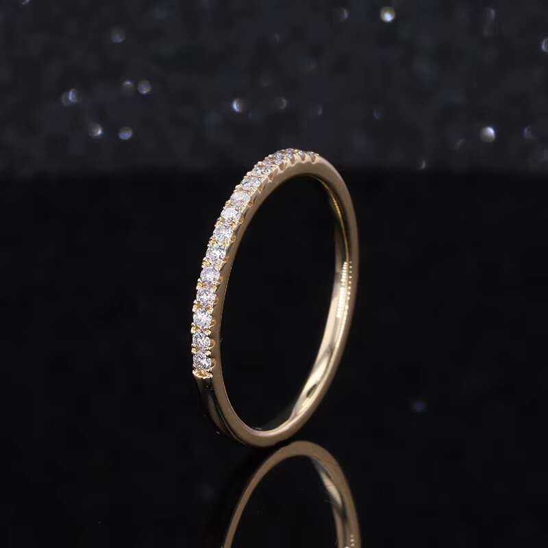 14k Yellow Gold Ring Women Men Wedding Simple Design Moissanite Band Rings