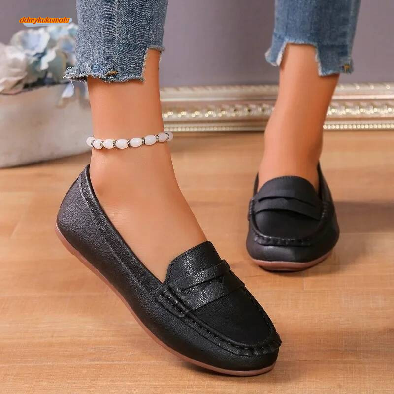 Ballet Stretch Knitted Loafers Women Shallow Flats Slip On Moccasin Single Cozy Work Shoes ddmykukumalu