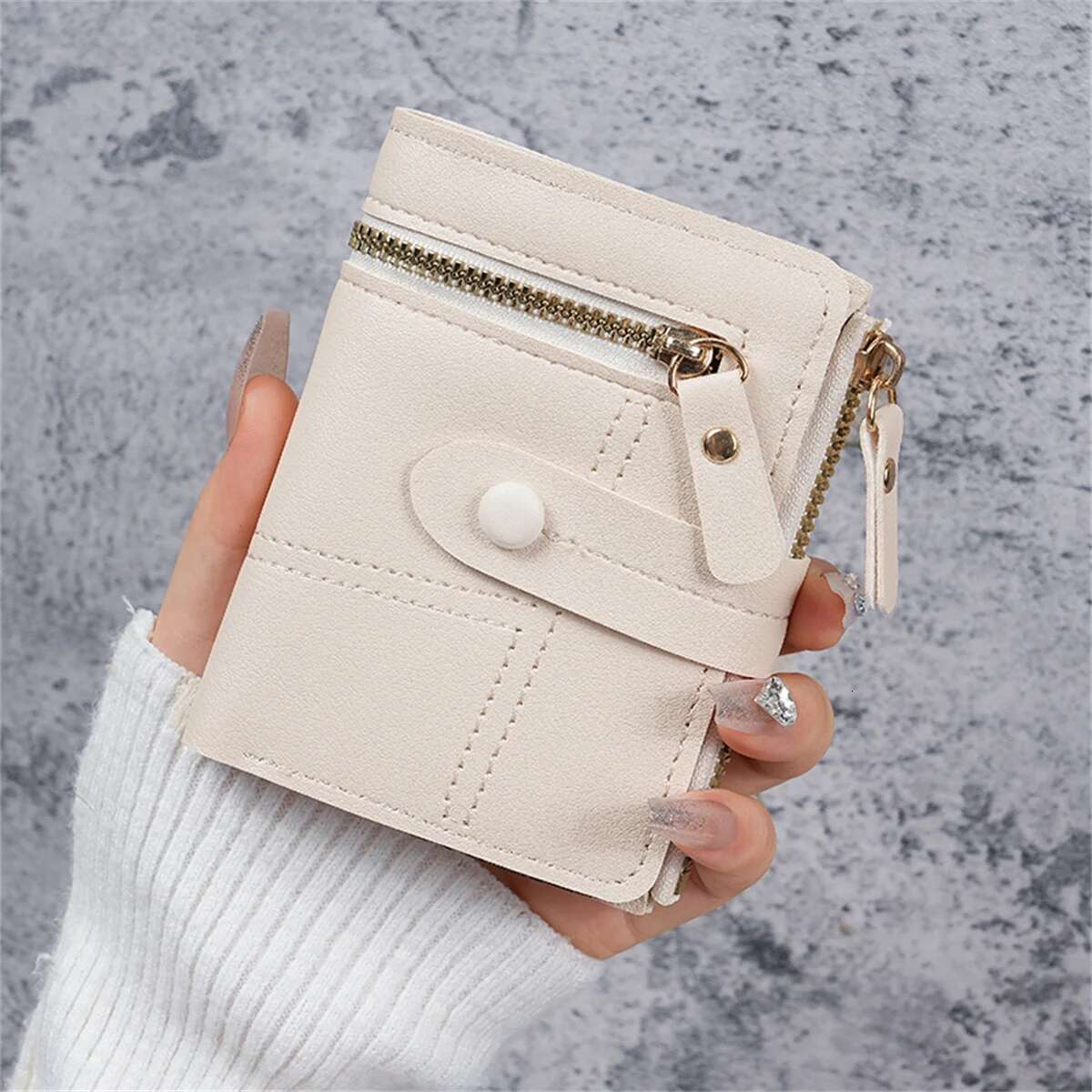 Wallet New Button Female Solid Color Thin Ladies Wallet Card Clip Short Coin Purse Cross-Border Wholesale