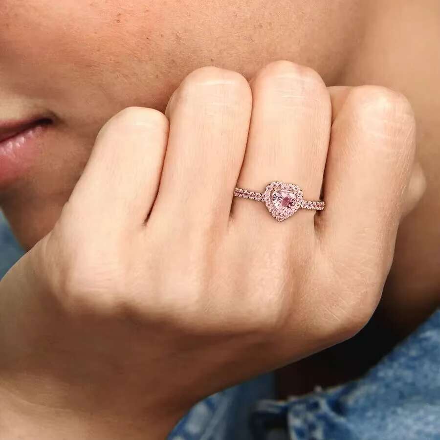 DHCollections Red Heart Female Ring with Colored Zircon the Best Choice Wedding Engagement and Birthday Jewelry for Women