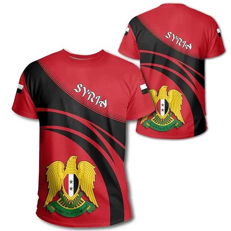 Syrian football sports T-shirt mens 3D printed Syrian graphic flag short sleeved street oversized T-shirt top football T-shirt W250425