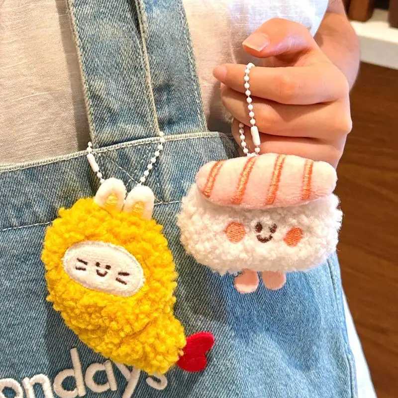 Cute Plush Delicious Food Keychain Sushi Hanging Ornaments Backpack Pendant Decoration Accessories Creative Doll Keyring GiftXJ251125