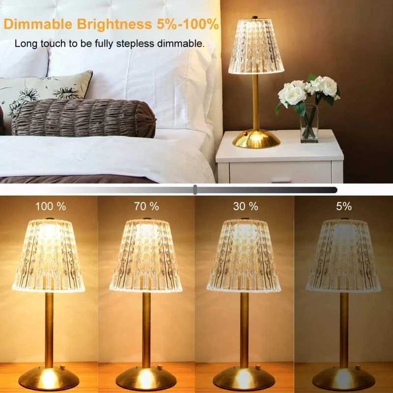 Bar Touch Table Lamp Rechargeable Wireless Desk Lamp Portable Bedroom Night Light LED Decor Lights for Coffee Hotel RestaurantM251125