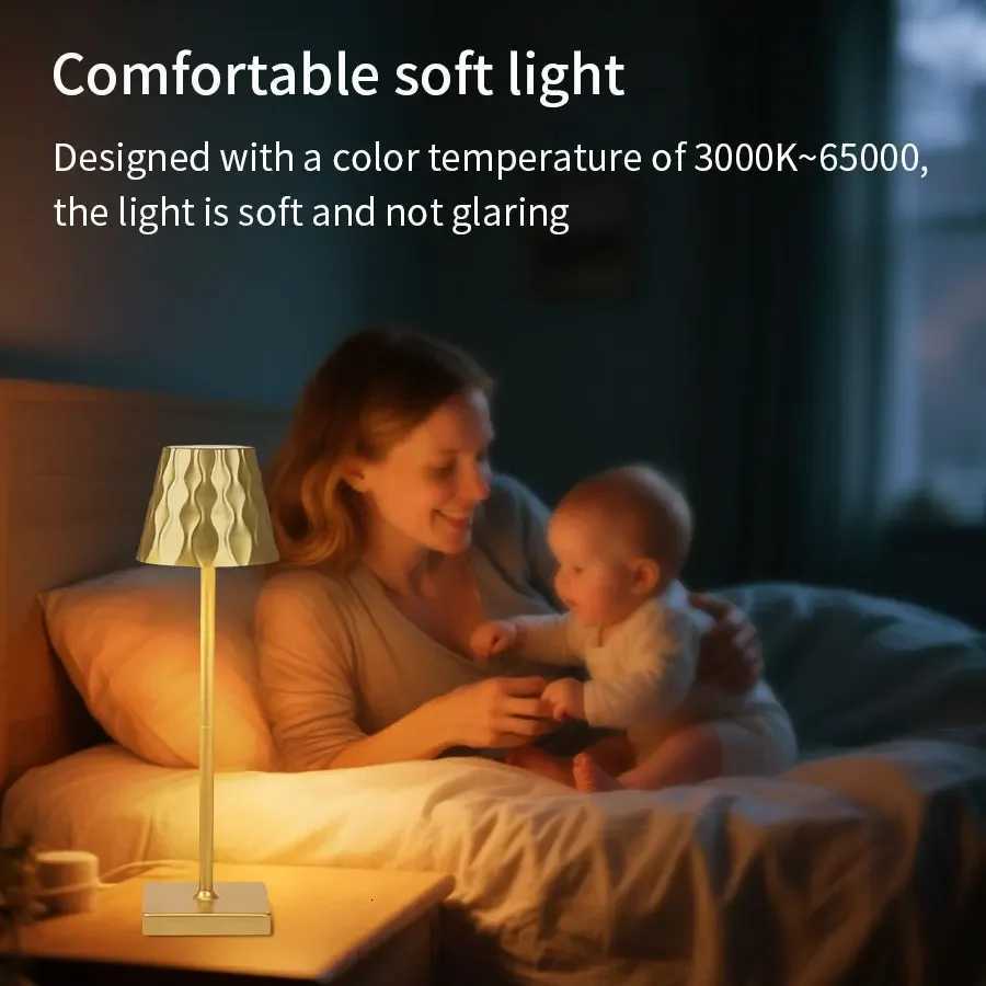 3 Colors Reading Lamp Retro Led Table Lamp Dimmable Rechargeable Night Light for Desktop Bar Bedroom Decor Ambinet LightingM251125