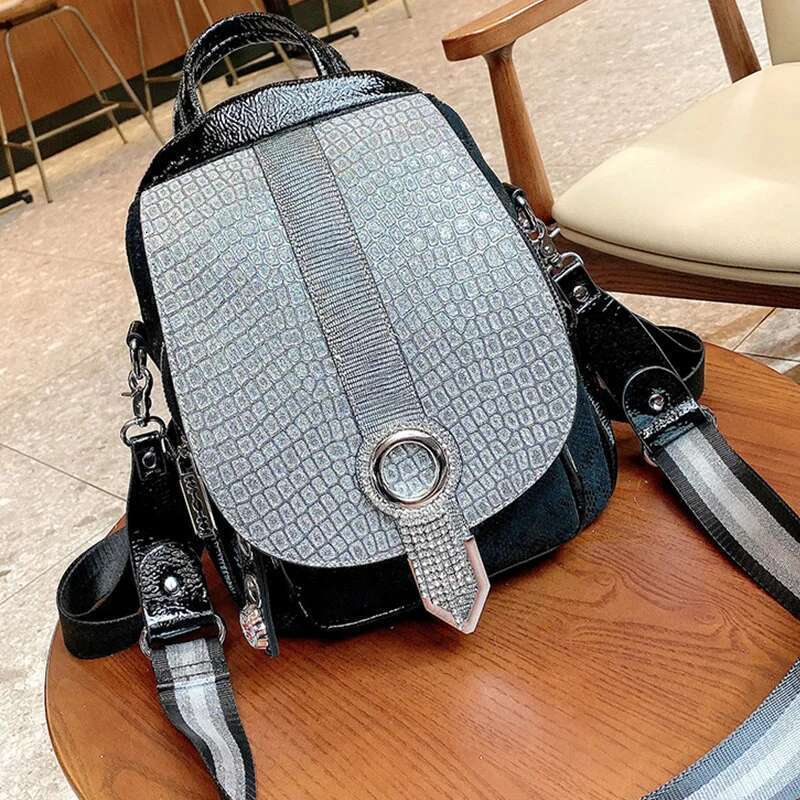 Women Brand Fashion Rhinestone Designer Backpack Female Multifunction Shoulder Bag Girl Travel Schoolbag Mochila Bag