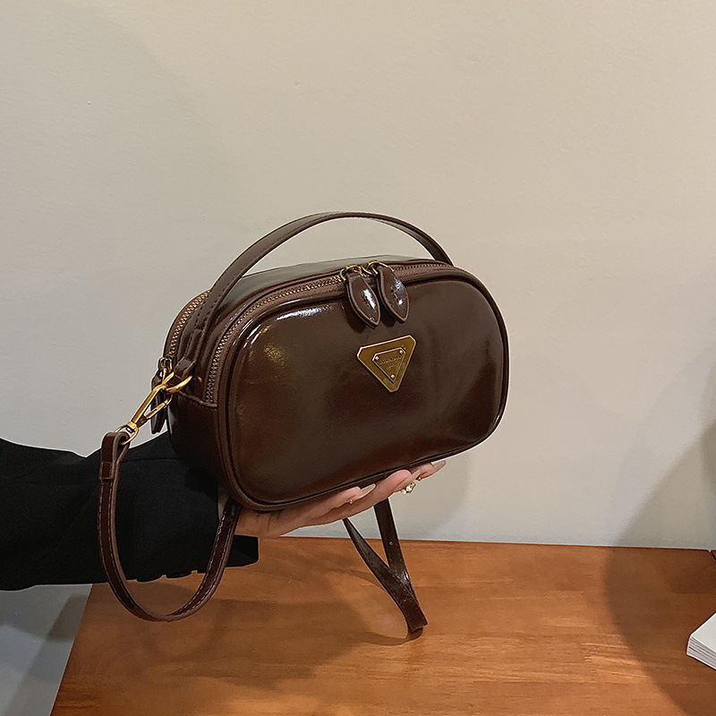 free shipping designer shoulder bag solid color casual versatile crossbody bag fashionable vintage bag for women black