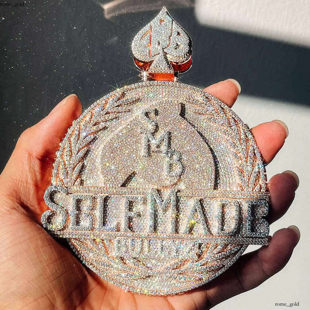 Fine Jewelry Custom Hip Hop 925 Silver Vvs Moissanite Iced Out Name Hand Carved with Rose Gold Plating Pendant