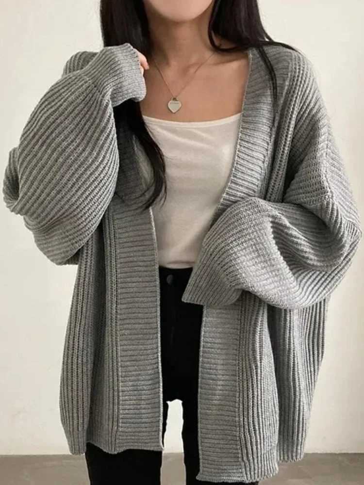 Korean Womens Sweater Loose Sweaters Warm Solid Pullover Knitwear Basic Female Tops Autumn Winter 2025 CardiganT251125