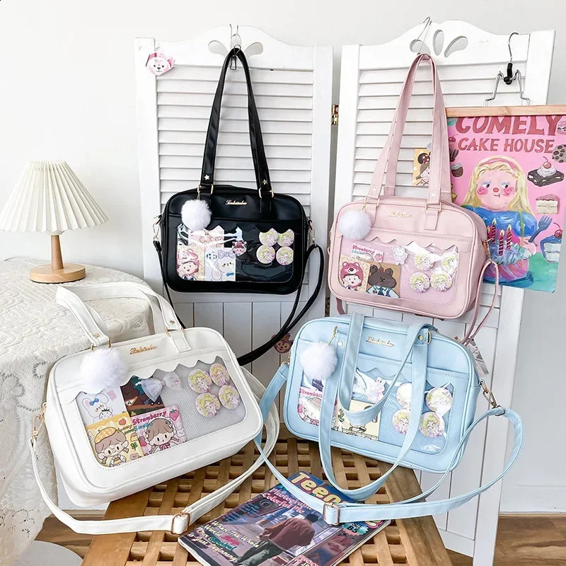 Japanese Kawaii Shoulder Bag for Women PU Leather Itabag Transparent Bag JK Tote Bag Handbags Preppy Bag Ita Bag Crossbody Bag 250417