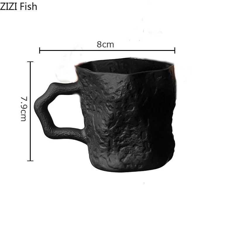200ml Black Glass Mug Irregular Shaped Milk Cup Office Drinking Water Cup Household Goods Drinking Water Beverage Milk Cups Y251125