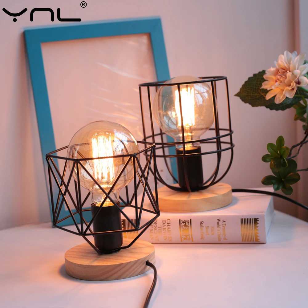 Retro Wood Table Lamp For Bedroom E27 Modern Indoor Art Desktop Decor Light Living Room Decoration Lamp Base With Switch EU PlugM251125