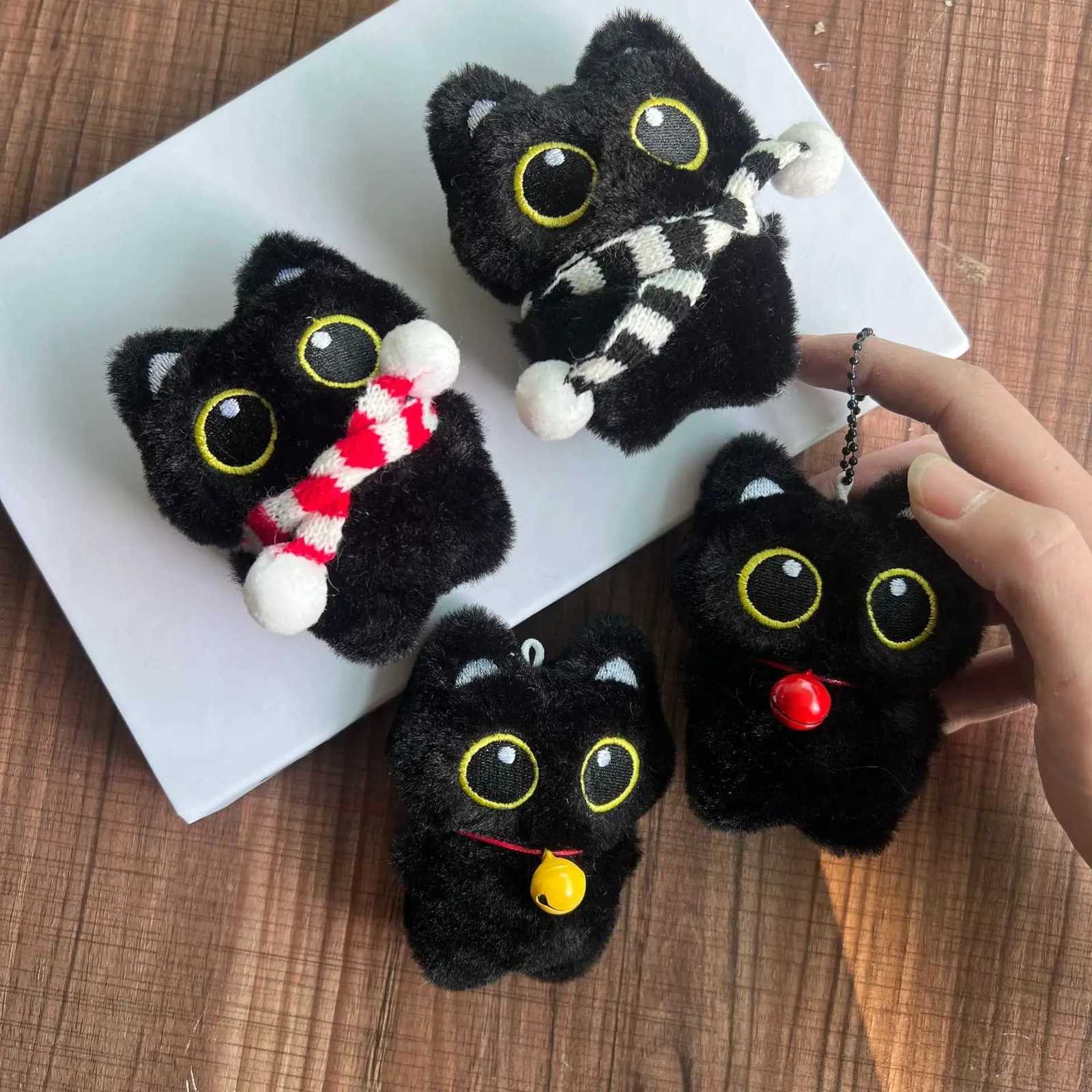 Cartoon Cute Black Cat Plush Keychain Squeaky Toy Squishy Bag Pendant Soft Stuffed Toy Ins Style Cuddly Cat Doll Boys Girls GiftXJ251125