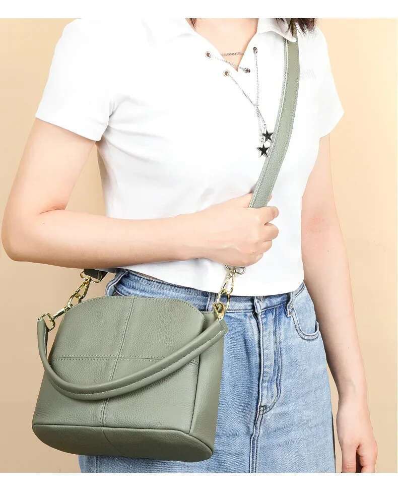 Genuine Leather Women Underarm Versatile Shoulder Handbag Cowhide Female Crossbody Bag