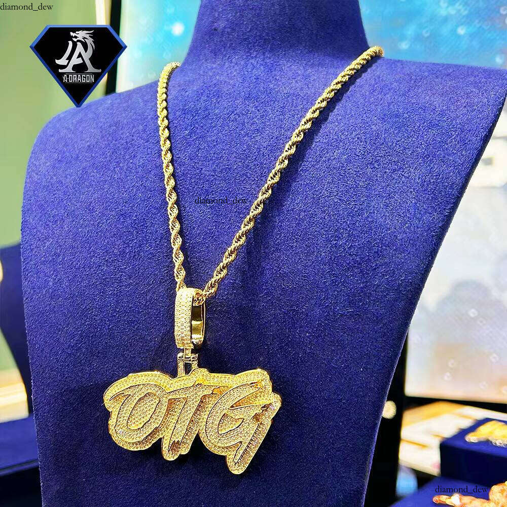 Hip Hop Jewelry Pass Tester Cold Ice Out Letter Big D Color VVS Silicon Stone Pendant Thick Chain Men
